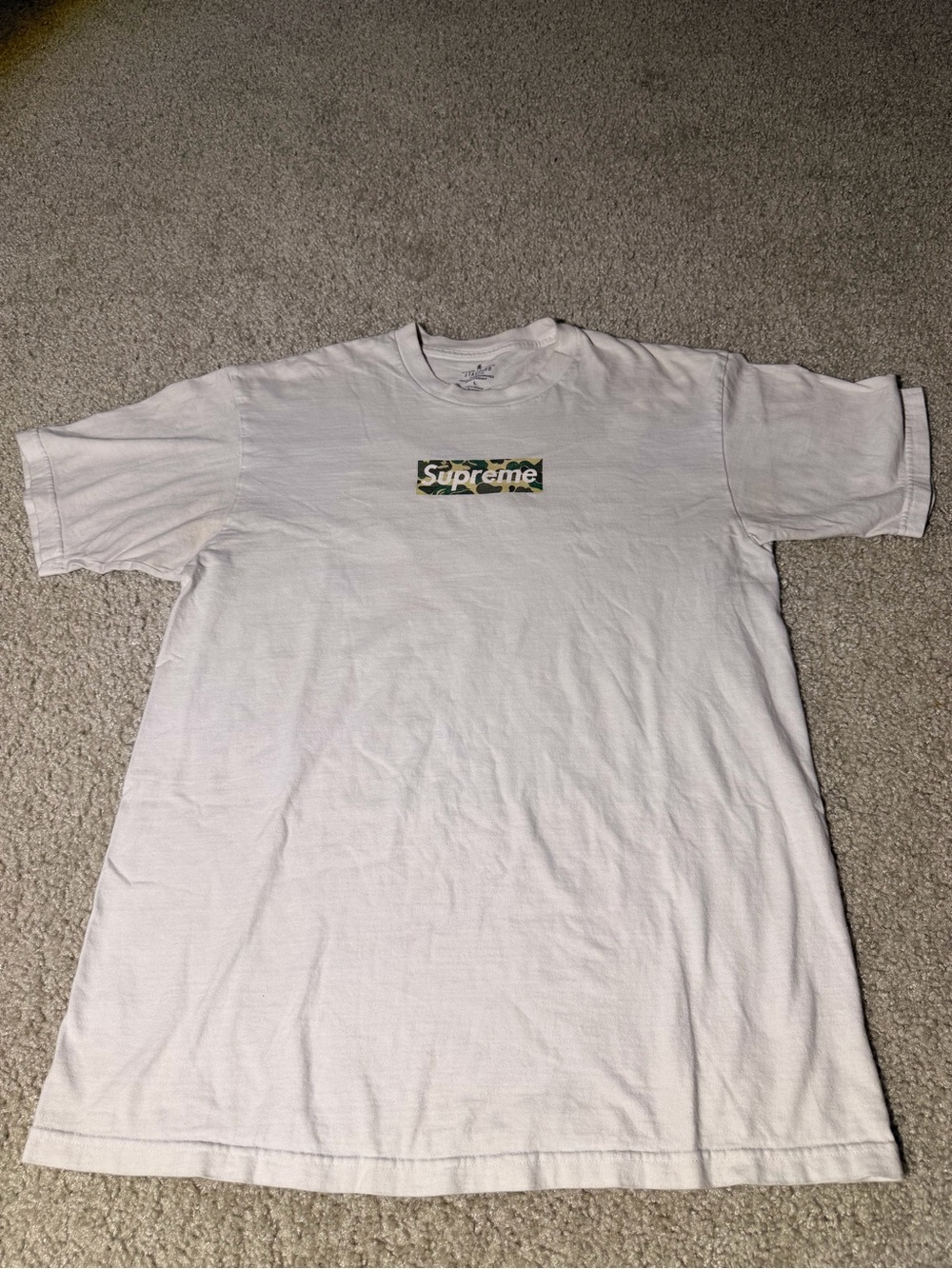Supreme White Tee with Camo Box Logo